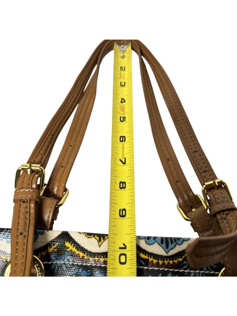 Stack Roots Multicolor Graphics Tote Bag With Brown Handles - Picture 10 of 12